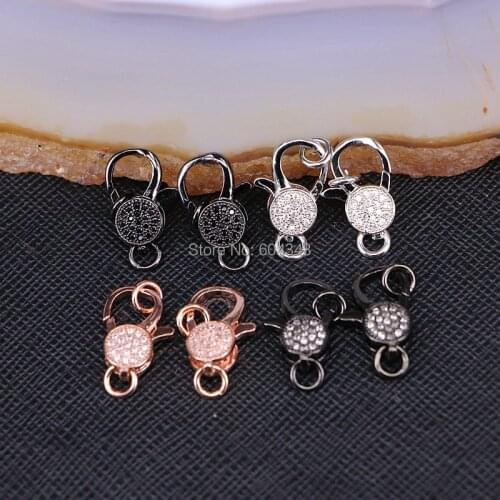 10PCS ZYZ180-9291 Micro Pave CZ Lobster Clasp, 8 * 15 mm, Cubic Zirconia Bracelets / Necklaces Clasps DIY Jewelry Findings