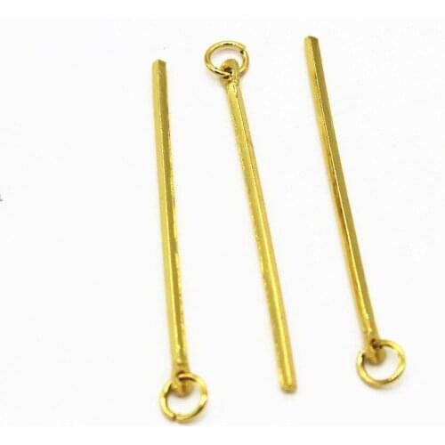 100 PCS 40mm Length 4 Colors Plated Metal Copper Stick Pendant Charm Findings For Jewelry Making