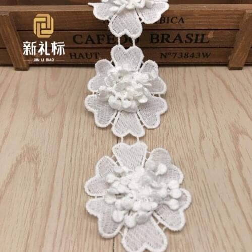 15Yards 3D Flower Lace Edge Trim Ribbon Fabric Embroidered Applique Sewing Craft Wedding Dress Clothes Decoration