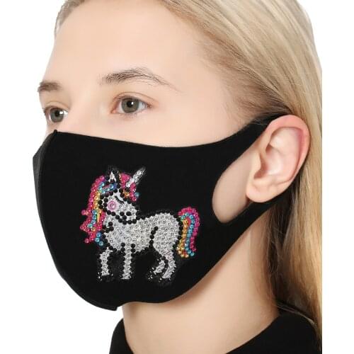 5d Diamond Mask DIY Drill Color Rainbowhorse Diamond Decor Mask Painting Kit Reusable Dustproof Mask Outdoor Face Protect Masque