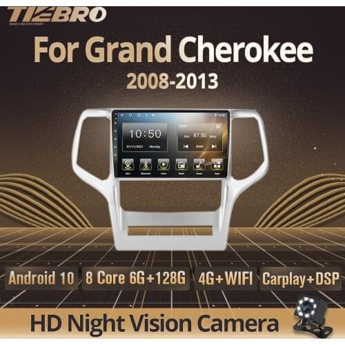 Tiebro Car Radio For Jeep Grand Cherokee WK2 2008-2013 2DIN Android 10.0 Car Multimedia Player Stereo Receiver Radio Automotive