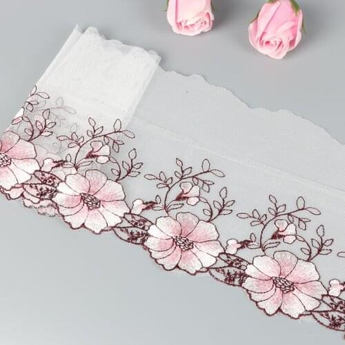 Free Shipping 20 yards/lot Lace Ribbon Tape Lace Trim Fabric DIY Embroidered Net Lace Trim Cord For Sewing Decoration LS010