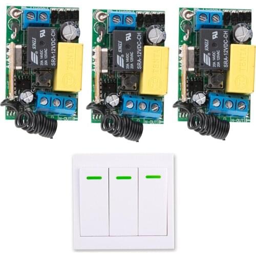220 v 1 ch RF wireless remote control switch 3 receiver+1 transmitter walls remote controller self-lock mode