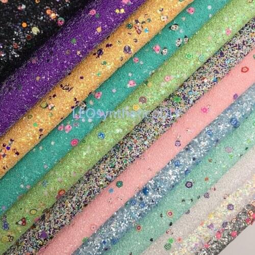 1PC 21X29CM Glitter Fabirc, Chunky Glitter Leather, Glitter Leather Sheets For Making Bows LEOsyntheticoDIY GM3151A