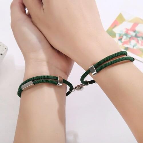 Attract Couples Bracelets Best Friend Bracelet for Women Men Rope Weaving Heart-Shaped Magnet Attract Lovers Paired Jewelry