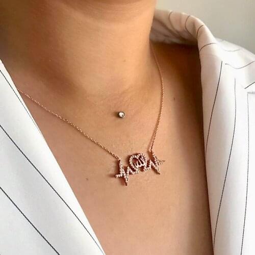 Heart Rhythm 925 Sterling Silver Necklace Women Girls Gift Jewelry Accessories Fashion Handmade Elegant Chain