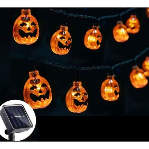 5M 20 LED Halloween Decoration Solar Pumpkin String Light DIY Hanging Horror Home Party Supplies Solar Led Light Outdoor