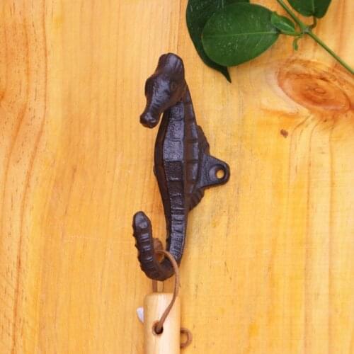 Nordic Cast Iron Seahorse Decorative Hook Key Storage Hanging Wall Creative Retro Shelf Porch Hanging Clothes