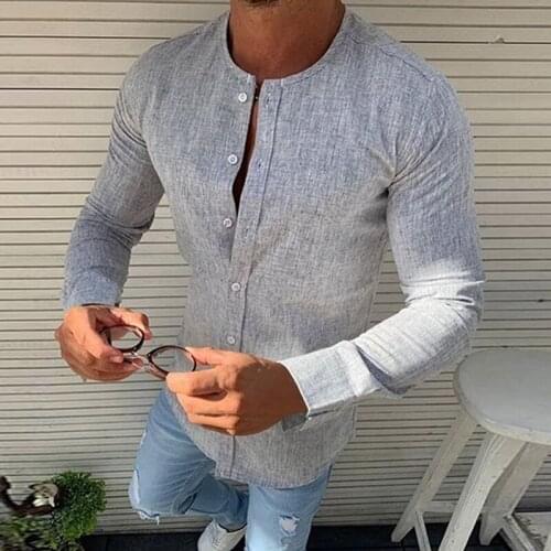 Skateboarding t-shirts Male Round Neck Solid Color Tops With Button Long Sleeve Casual Sport Tee Shirts For Male