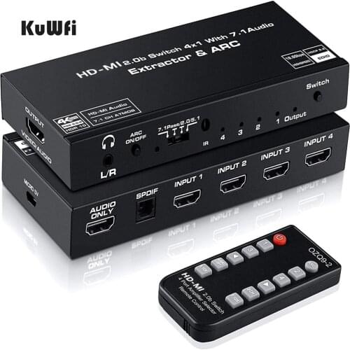 HD-MI Audio Extractor 4K HD-MI SPDIF Converter 5.1 HD-MI to HD-MI to RCA Splitter Optic TOSLINK Switch Digital 7.1 HD-MI Adapter
