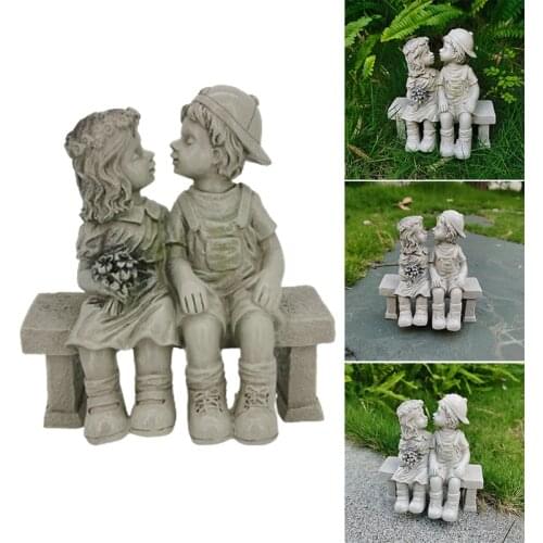 Exquisite Boy and Girl Kissing Statue Resin Crafts Ornament for Home Garden Courtyard Decoration A1