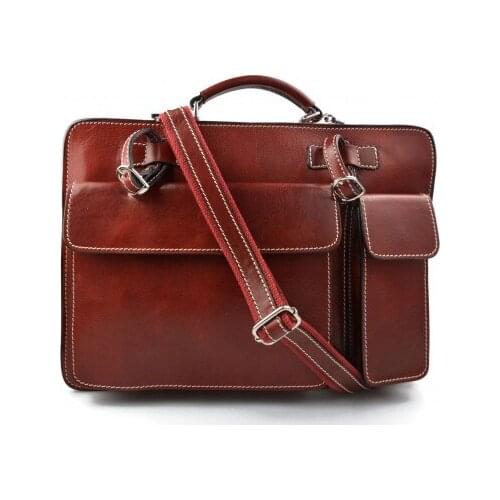 Leather shoulder bag briefcase carry on messenger bag leather ladies handbag mens office bag red