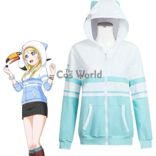 Love Live Ayase Eli Animal Hoody Hoodie Sweater Coat Jackets Outwear Outfit Cosplay Costumes
