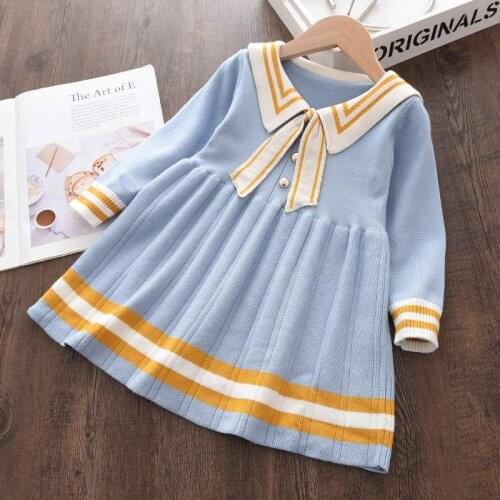 Melario 3-7Y New Spring Autumn Winter Baby Toddler Teenage Kids Girls Knitted Dress Print Childrens Clothes Girls Sweater Dress