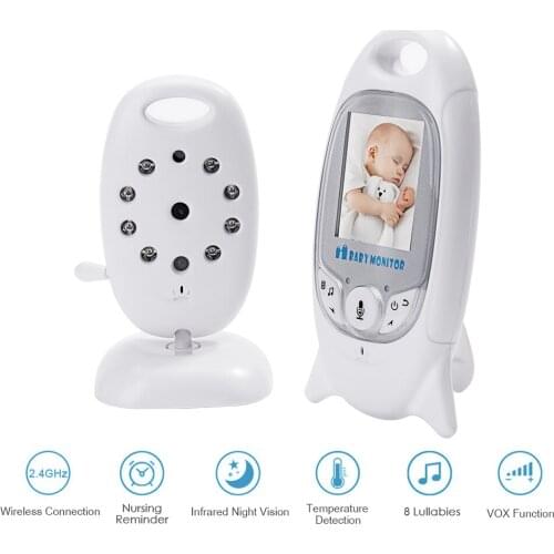 Baby Monitor 2'' Color LCD 2.4G Two-way Audio Talk Temperature Detection Infrared Night Vision 8 Lullabies Nursing Reminder