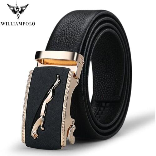 Williampolo Leather Strap Male Automatic Bucjle Belts For Men Cernture Fashion Designer Jean Belt PL18268-70P