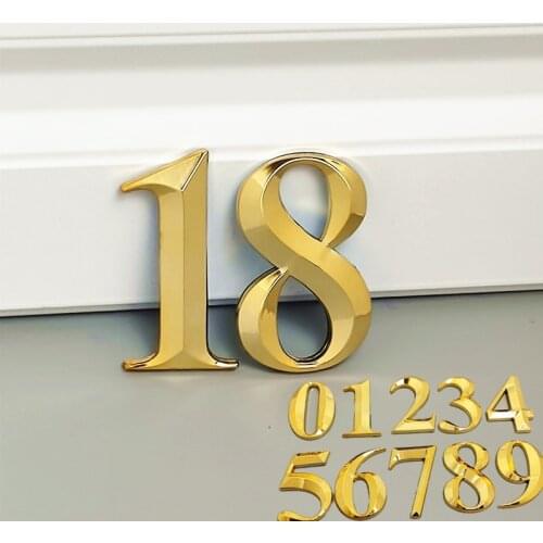 7CM Golden House Number Sticker Self Adhesive House Room Number Sign Apartment Hotel Office Address Door Plate Mailbox Numbers