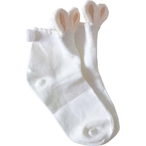 Japanese Women Kawaii Socks Lolita Cute Rabbit Ears Sock Cosplay Cotton Maid Tube Socking Lolita Ruffles Short Socks Accessories