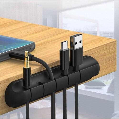 5-in-1 Cable Organizer Silicone USB Cable Desktop Tidy Wire Management Clips Cable Holder for TV Notebook Computer Office