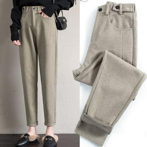 Plush Woolen Pants Womens Autumn and Winter 2020 New Loose and Thin Casual Grandma Radish Wide-leg Daddy Harem Pants