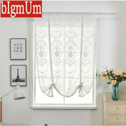Casual Style Roman Blinds Short Curtains for Kitchen Tulle Sheer Voile Window Treatments Light through Cannot See through