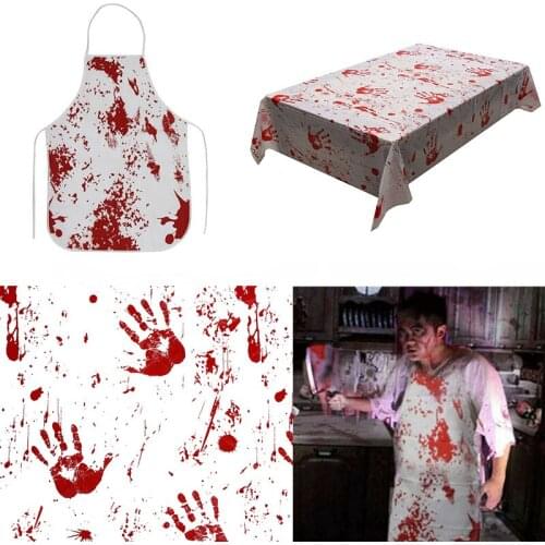 Halloween Festive Supplies Bloody Apron Horror Blood Handprint Tablecloth For House Decoration Halloween Party ww47