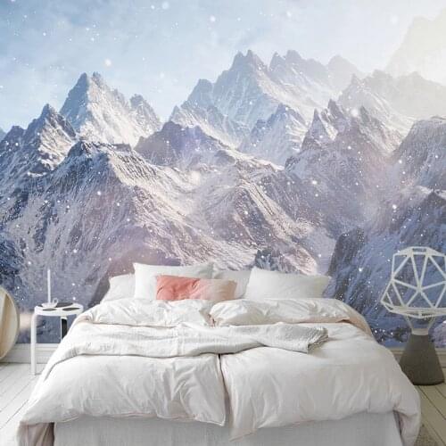 Drop Shipping Custom 3D Snow Mountain Landscape Photo Wallpaper Wall Covering Mural For Bedroom Background Home Decor Wallpaper
