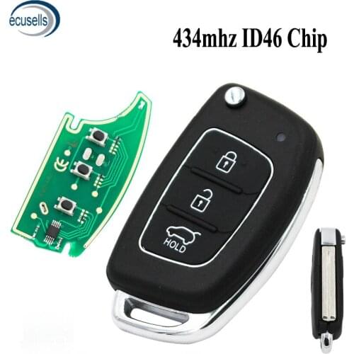 3 Buttons Floding Keyless Entry Remote Key Fob 434MHz ID46 Chip for Hyundai New IX35 IX25 IX45 New Santafe