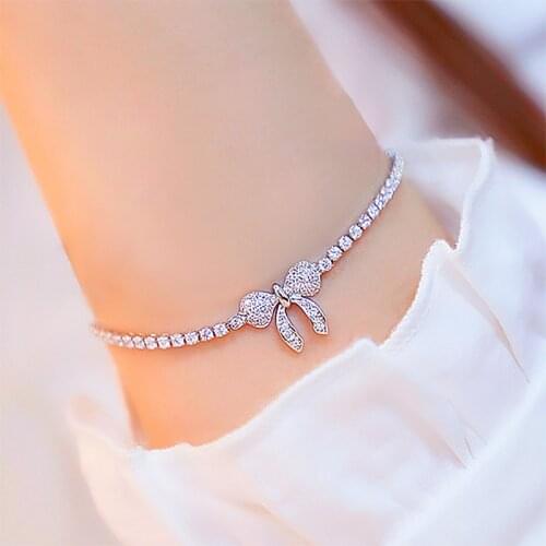 White Zircon CZ Stones Adjustable Butterfly Charm Bracelets for Women Fashion Cheap Jewelry