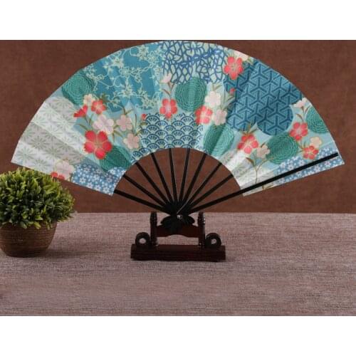 Rice Paper Baking Lacquer Side Bone Chopsticks Fan Printed Design Pocket Fan Home Decoration Pattern Dance Handheld Fan ZH507