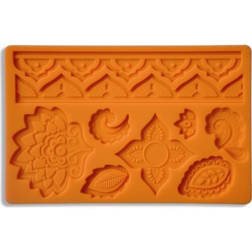 Printing Floewrs Leaf Sapling Baking Untensils Doublle Fondant Gift Tools Silicone Lace Embossed Mold Gift Decor E940