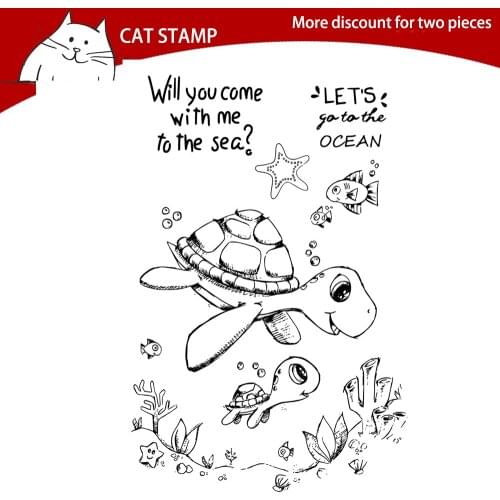 Cartoon Sea turtle Cutting Dies Clear Stamps For Scrapbooking Card Making Photo Album Silicone Stamp DIY Decorative Crafts