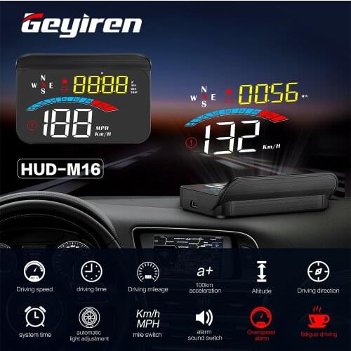 GEYIREN 2021 New Hot Selling M16 HUD Car Accessories Head Up Display LED GPS Speed Display Auto Diagnostic Tools For All Car