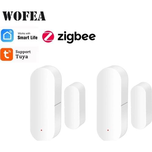 Wofea Zigbee Door Window Sensor 2pcs Wireless Connection Smart Mini door sensor Work With APP Tuyamsart & Smartlife Smart Home