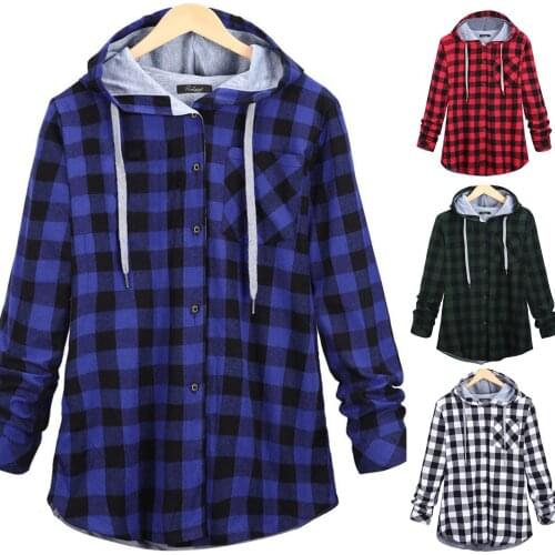 2021 Autumn Thick Warm Womens Plaid Shirt Female Long Sleeve Tops Winter Fleece Casual Check Blouse Autumn Clothes Chemise