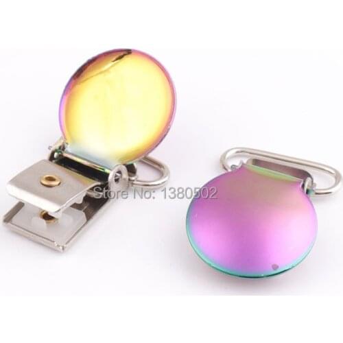 10pcs/lot Rainbow Color Beautiful Metal Round shape Suspender Clips straps Clips for Trousers