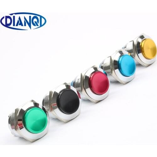 19mm push button switch high round Copper Momentary switches screw terminal 1NO colorful start button 19BYGT.F.L