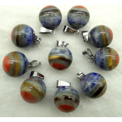 2020 Natural stone brazil sodalite aventurine 7 Chakra Ball Shape Pendants Jewelry making necklace Accessories for men woman 6pc