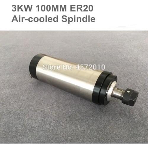 3kw air cooling spindle 220v ER20 100MM Spindle CNC milling motor with 4pcs bearing for cnc engraving