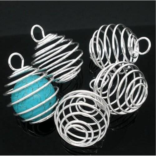 30 Pcs/set And 3 Sizes Spiral Bead Cages Pendants Gold Silver Color For Diy Crystals Stones Jewelry Making Craft Supply
