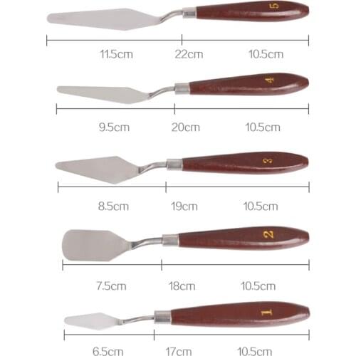 5Pcs / Set Stainless Steel Spatula Kit Palette Gouache Supplies For Oil Painting Knives Fine Arts Painting Tool Kit STTA889