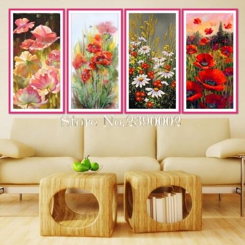 5D DIY Diamond Painting Poppy Ocean Flowers Embroidery Full Square Diamond Cross Stitch Rhinestone Mosaic Painting Decor Gift