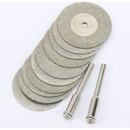 10pcs/set 30mm Diamond Cutting Discs +2 Arbor Shaft CutOff Blade Drill Bit Dremel accessories Rotary Tool Abrasive cut Metal