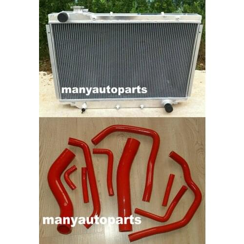 Aluminum radiator & RED silicone hose for Landcruiser HDJ80 1HD TD 4.2 Turbo MT