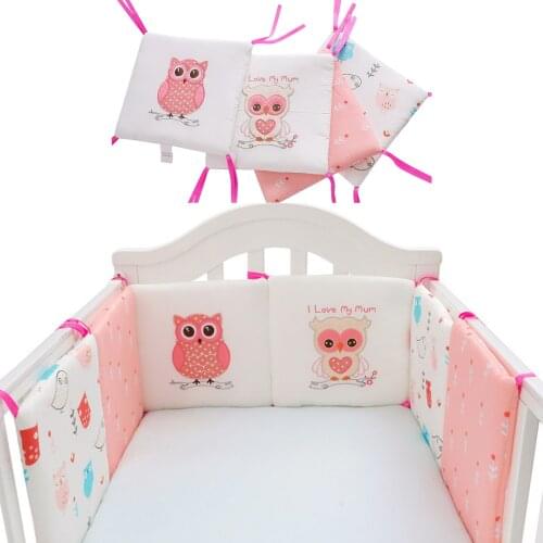 Baby Crib Bumper Skin-Friendly Owl Pattern Crib Around Cushion Cot Protector Pillows Newborns Room Rail Cover Bedding Decoration