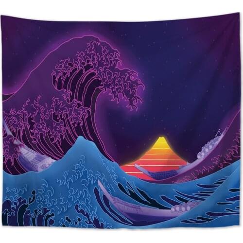 Bohemian hippie wave tapestry Sunset Landscape Tapestry Car Line Digital Lobby background cloth home decoration