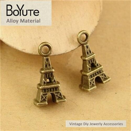 BoYuTe (100 Pieces/Lot) 15*8MM Wholesale Antique Bronze Plated Zinc Alloy Small Tower Charms for Diy Jewelry Making