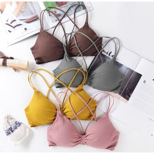 New Girl Cross Strap Beauty Back Bra Cotton Soft Comfortable Womens Underwear 7 Colors 3/4 Cup