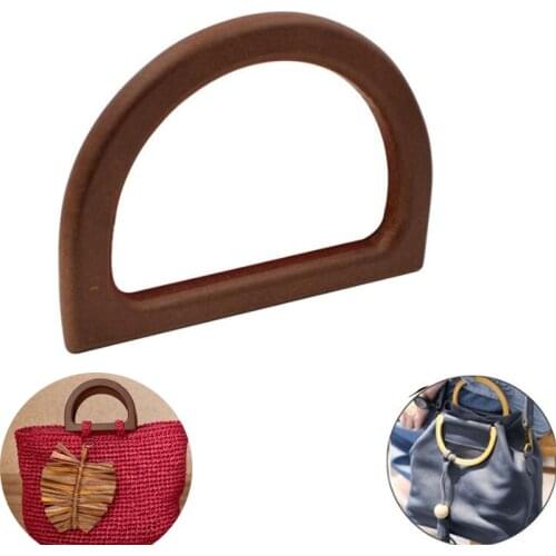 D Shape Bag Handles Handmade Handbag DIY Tote Purse Making Bag Accessories Replacement Fashion Brown Wood Bag Handles