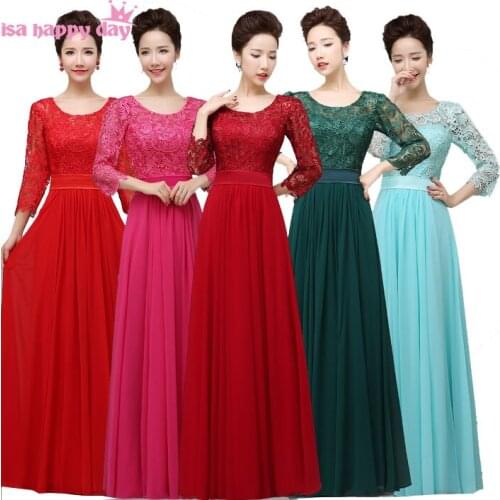 Full figure burgundy long bridesmaid dark green sleeve bridesmaids dresses chiffon hot pink under 100 gown with sleeves B2909